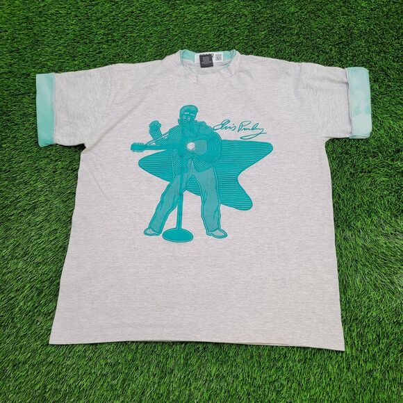 Vintage 80s Elvis-Presley Shirt XL 23x27 Gray - Picture 1 of 15